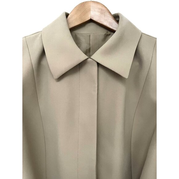 Womens Beige Belted Jacket With Snap Button Closure & Collared Neckline Size M - Picture 7 of 7
